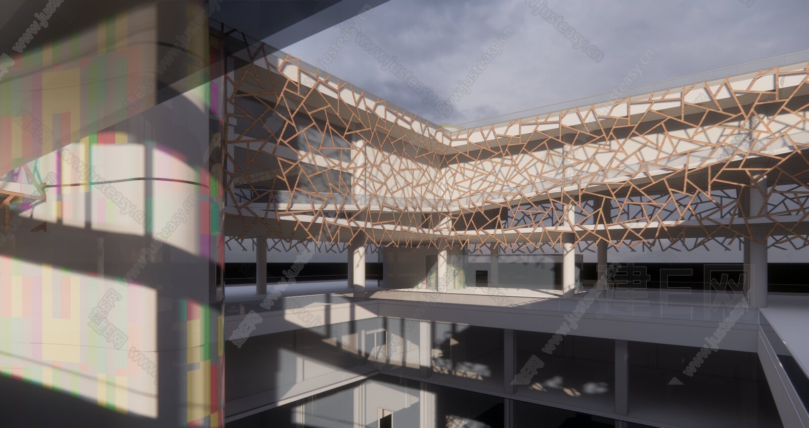 现代展览馆建筑模型SU模型下载[ID:106777550]_建e网su模型