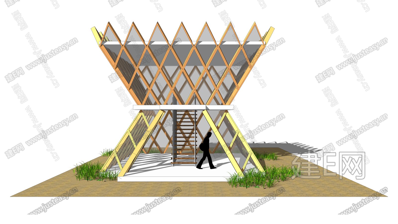 现代展览馆建筑模型SU模型下载[ID:106777438]_建E室内设计网