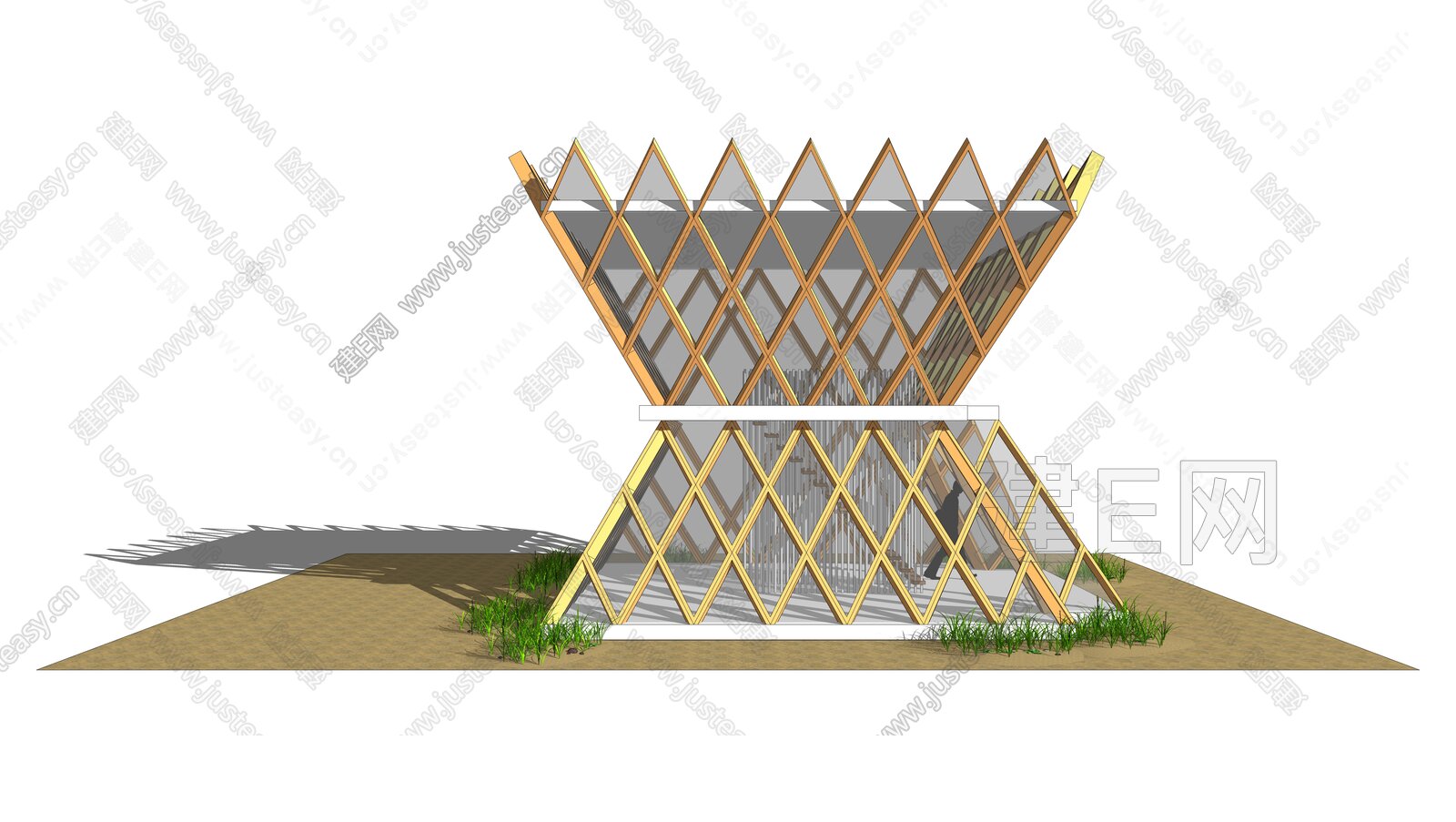 现代展览馆建筑模型SU模型下载[ID:106777438]_建E室内设计网