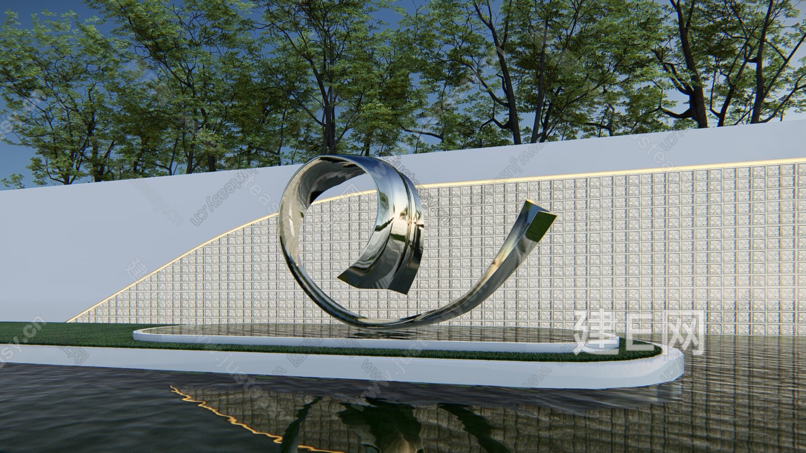 现代雕塑小品模型SU模型下载[ID:106974166]_建E室内设计网