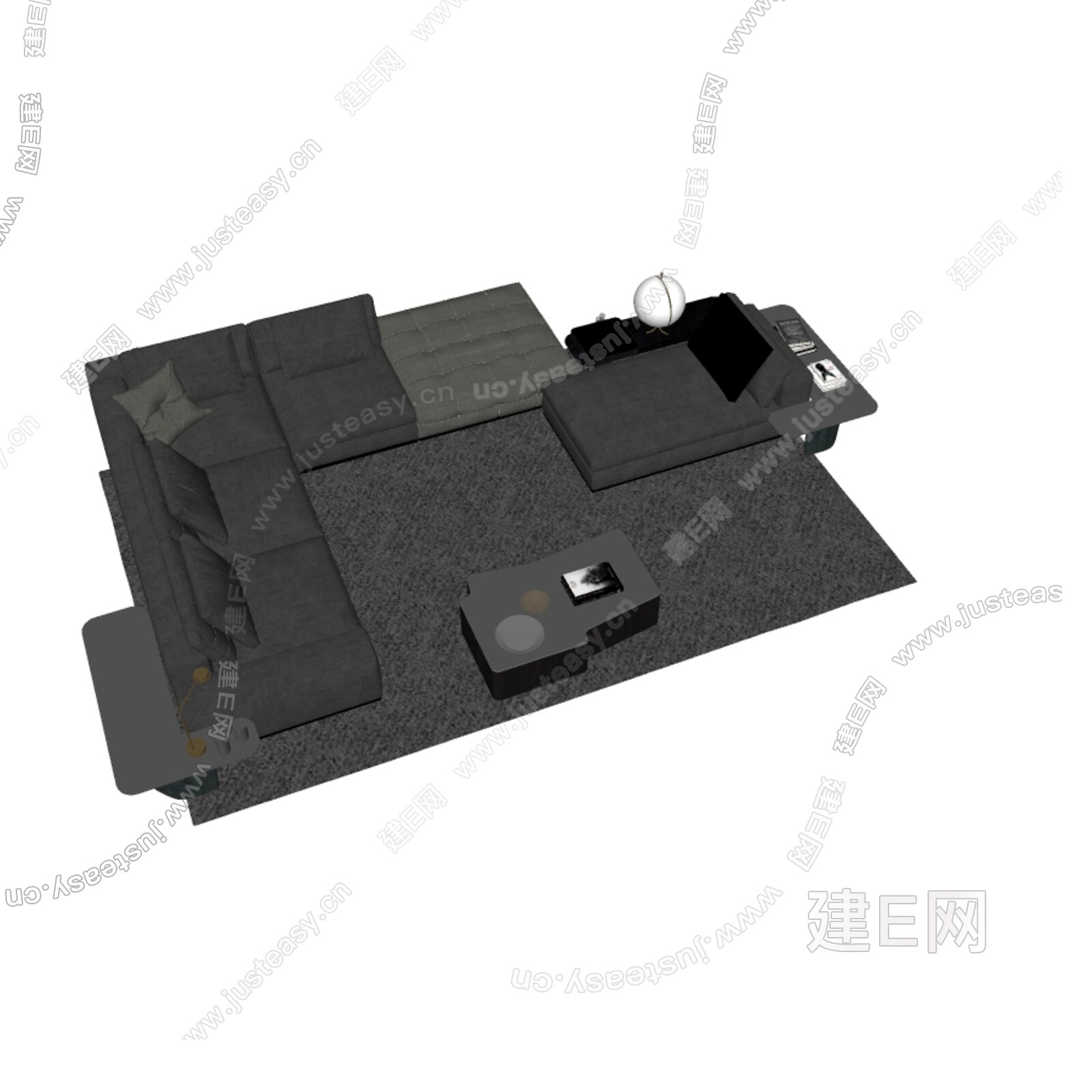 意大利 米洛提 minotti 现代沙发茶几组合模型SU模型下载[ID:107564026]_建e网su模型