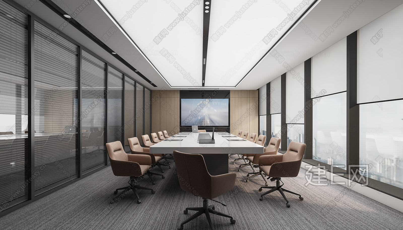 现代会议室3d模型下载[ID:114905990]_建e网3d模型