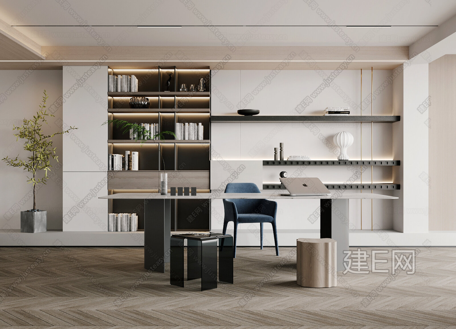 【侘寂风书房3d模型】建e网_侘寂风书房3d模型下载[ID:114840392]_打造3d侘寂风书房模型免费下载平台