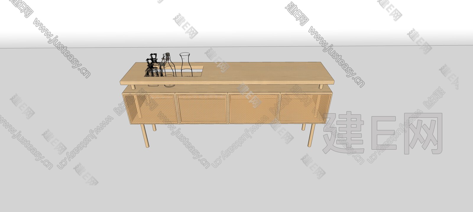 现代电视柜模型SU模型下载[ID:100944701]_建E室内设计网