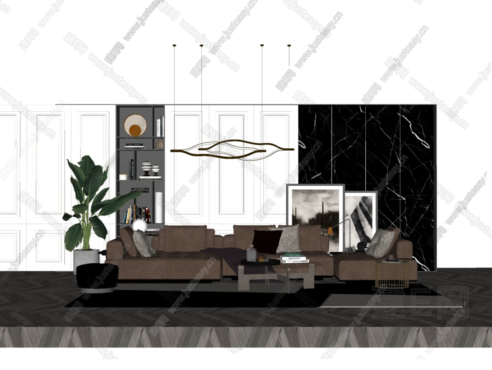 意大利 米诺提 Minotti 现代沙发茶几组合模型SU模型下载[ID:100944673]_建e网su模型