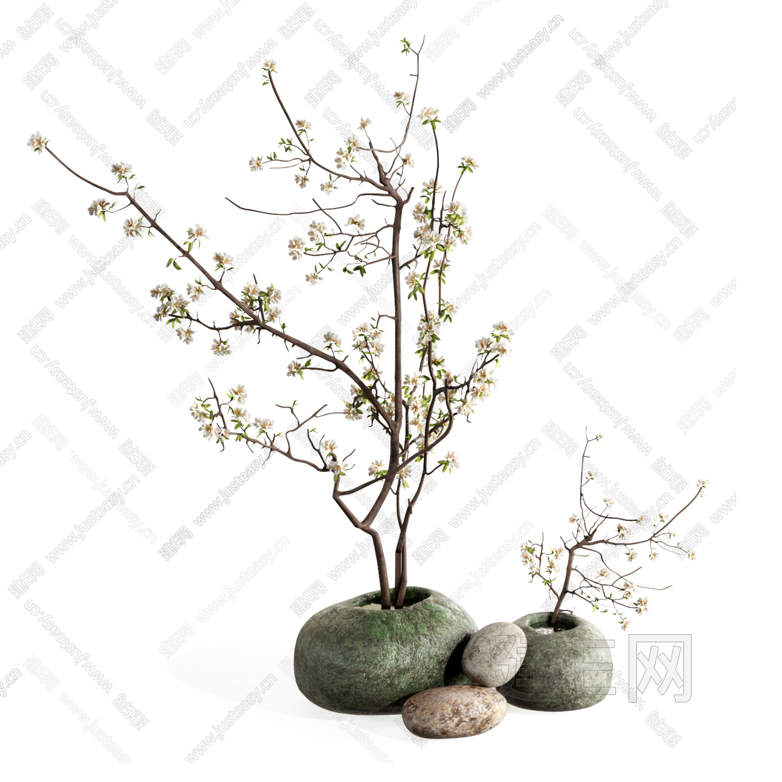 现代盆栽盆景3d模型下载[ID:115036970]_建e网3d模型