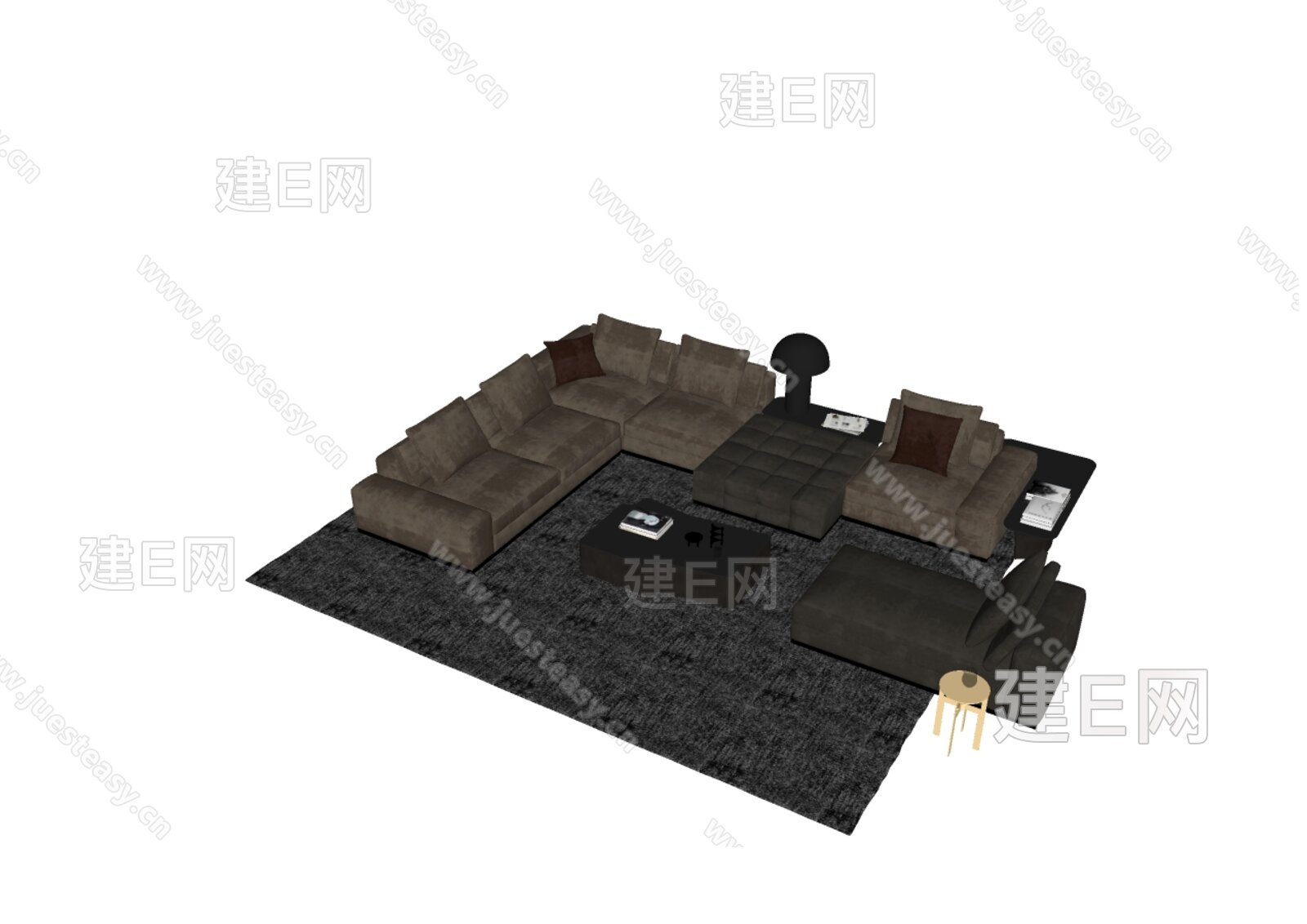 意大利 米洛提 minotti 现代沙发茶几组合模型SU模型下载[ID:100879220]_建e网su模型