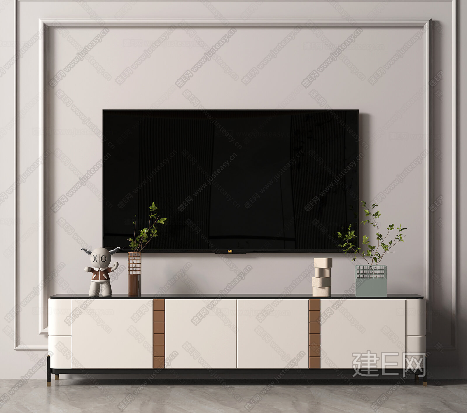 现代电视柜模型SU模型下载[ID:113658767]_建E室内设计网