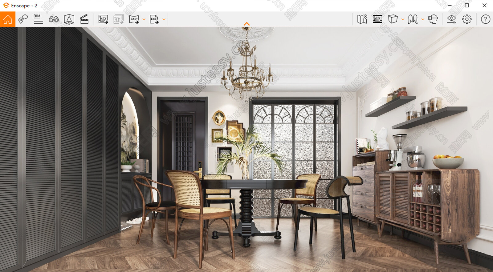 美式餐厅模型SU模型下载[ID:101534541]_建e网su模型