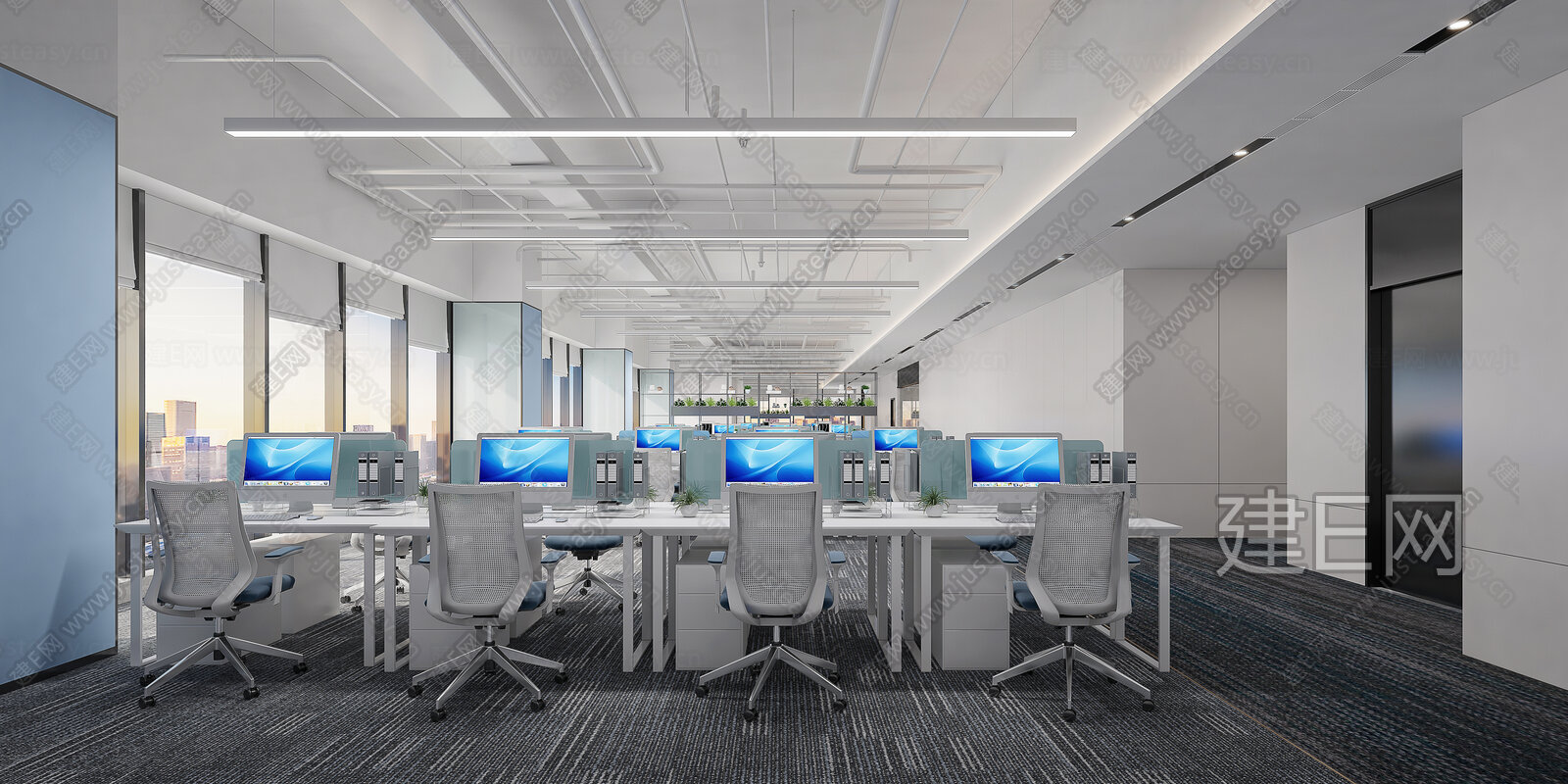 【现代开放办公区3d模型】建E网_现代开放办公区3d模型下载[ID:115626871]_打造3d现代开放办公区模型免费下载平台