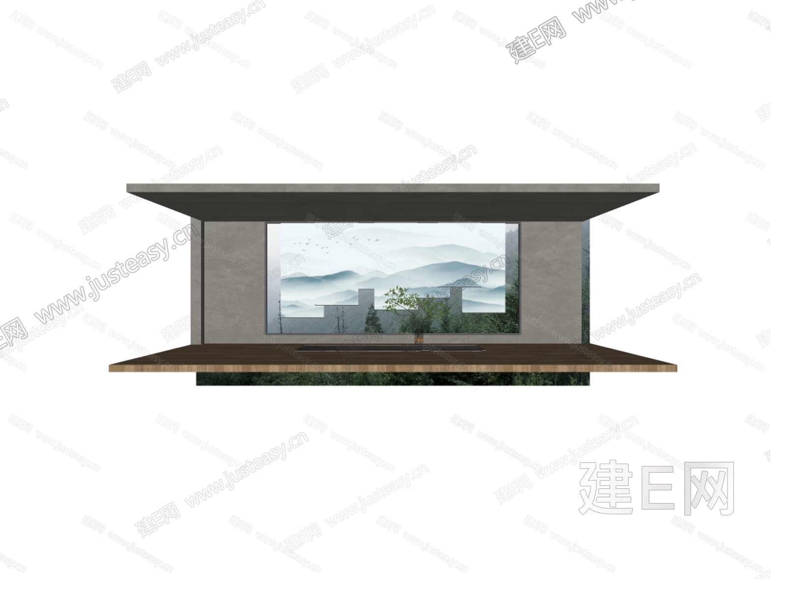 新中式卷帘模型SU模型下载[ID:101469056]_建e网su模型