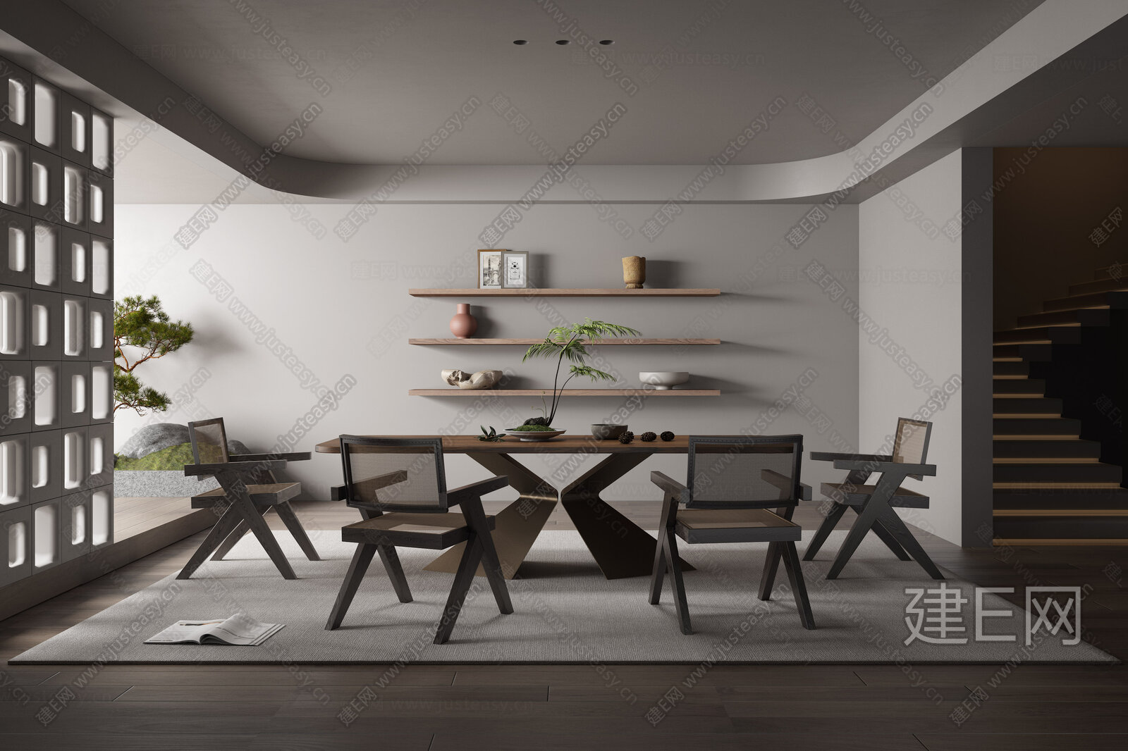 侘寂风餐厅3d模型下载[ID:115757886]_建e网3d模型