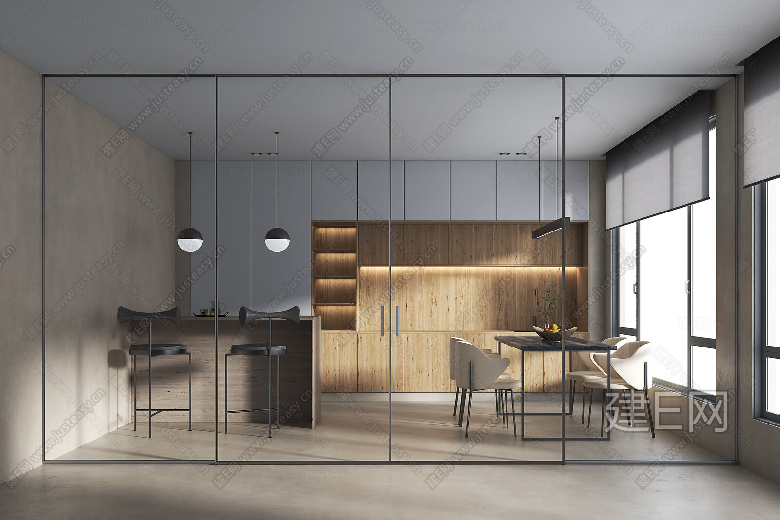 侘寂风餐厅 模型SU模型下载[ID:113724296]_建E室内设计网