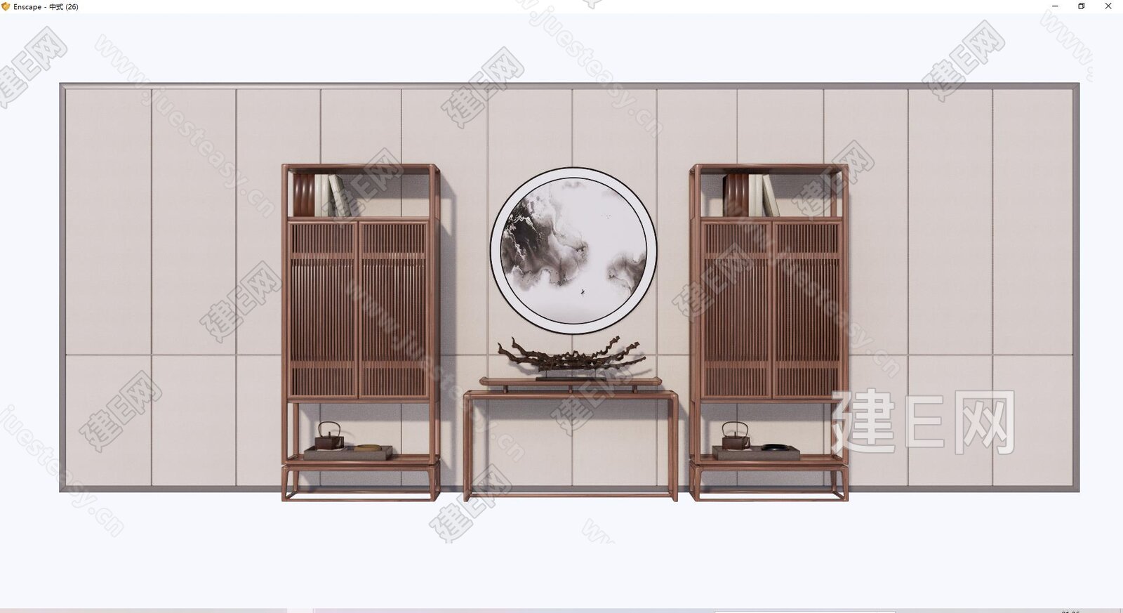 现代书柜模型SU模型下载[ID:102583273]_建e网su模型