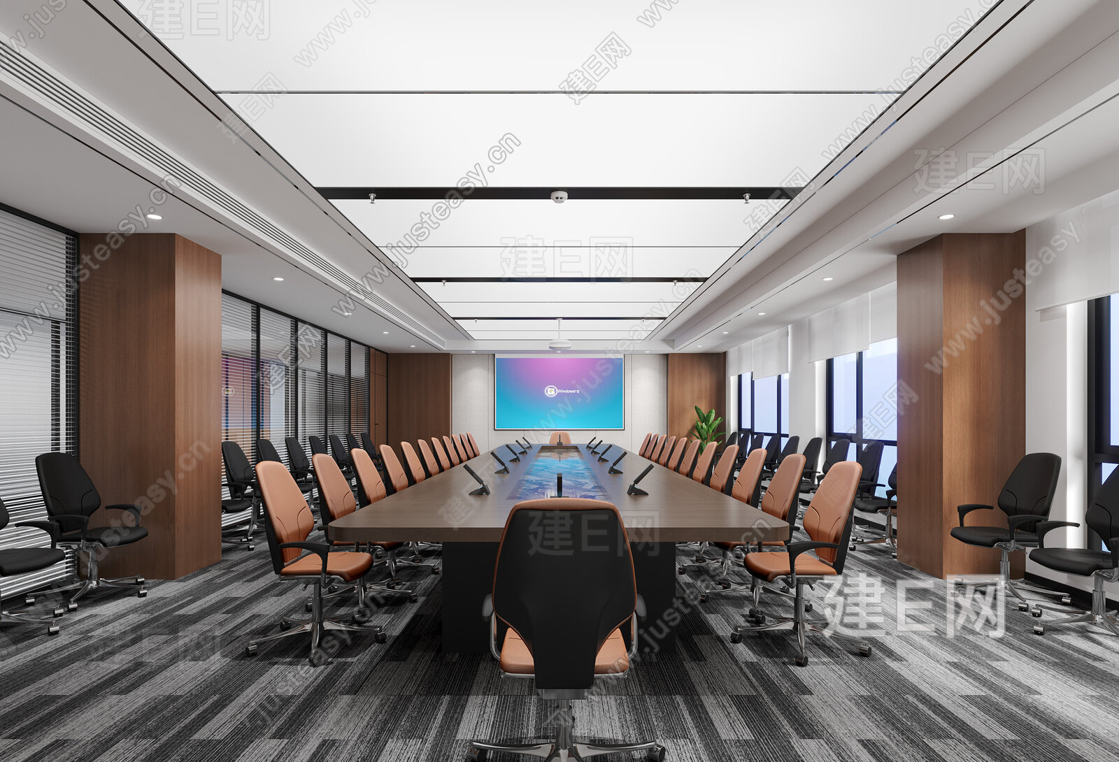 现代会议室3d模型下载[ID:115888905]_建e网3d模型
