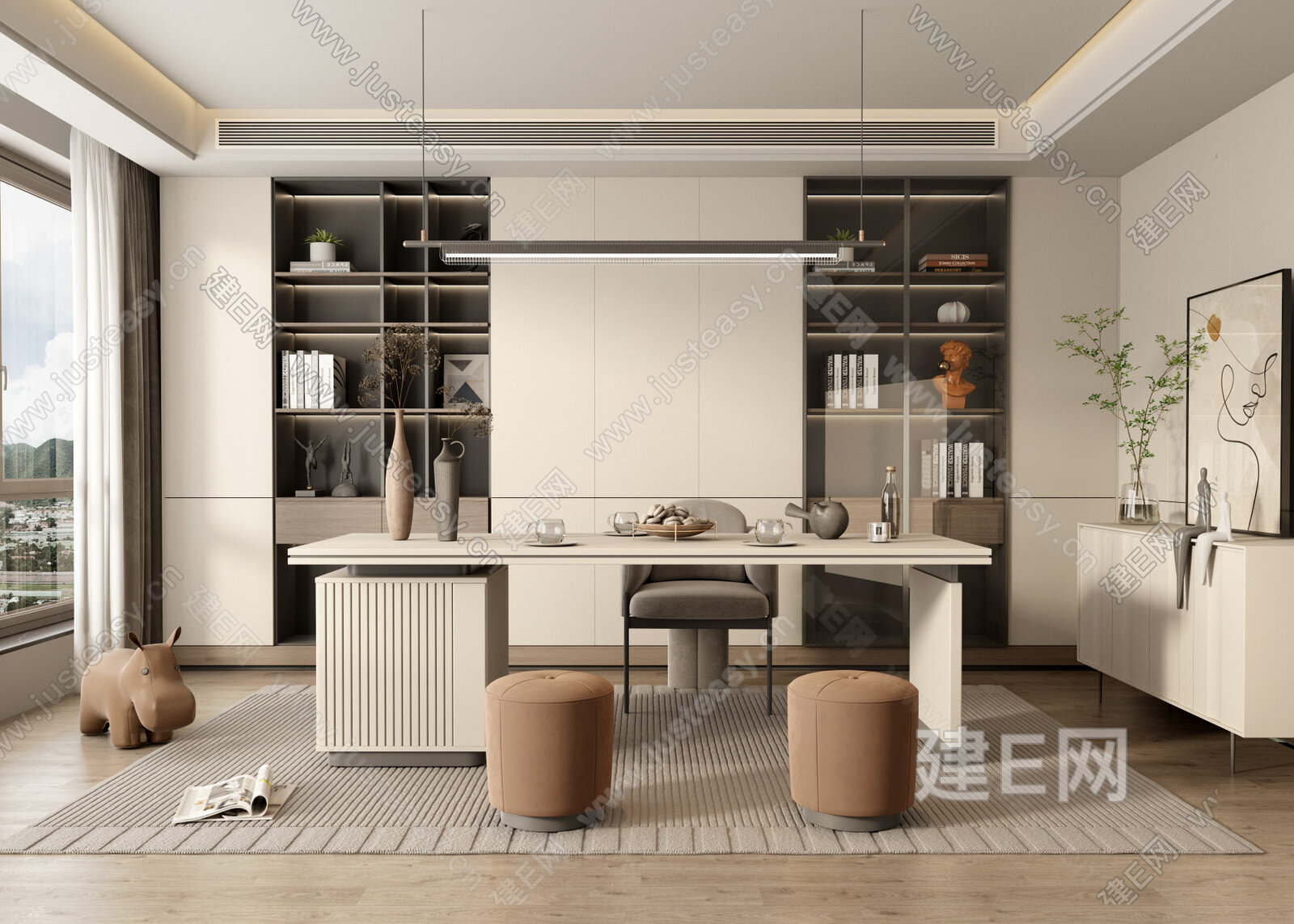 现代茶室3d模型下载[ID:116020072]_建e网3d模型