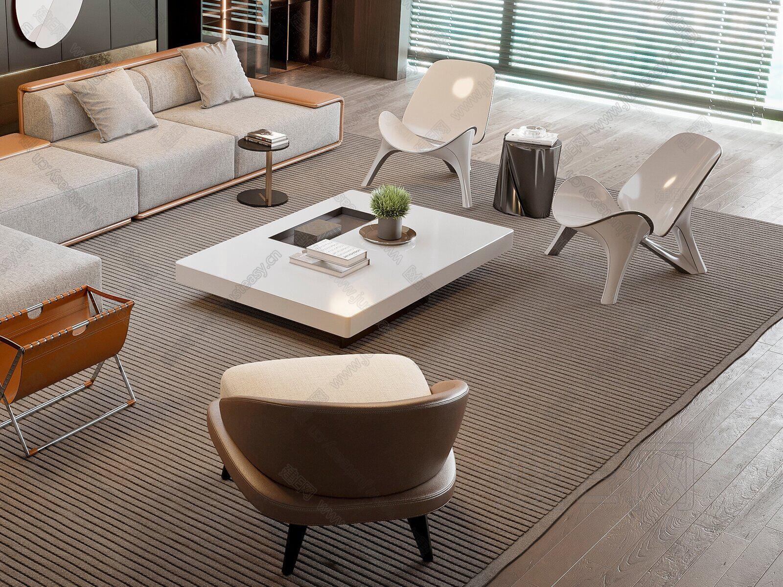 米洛提 Minotti 现代沙发茶几组合3d模型