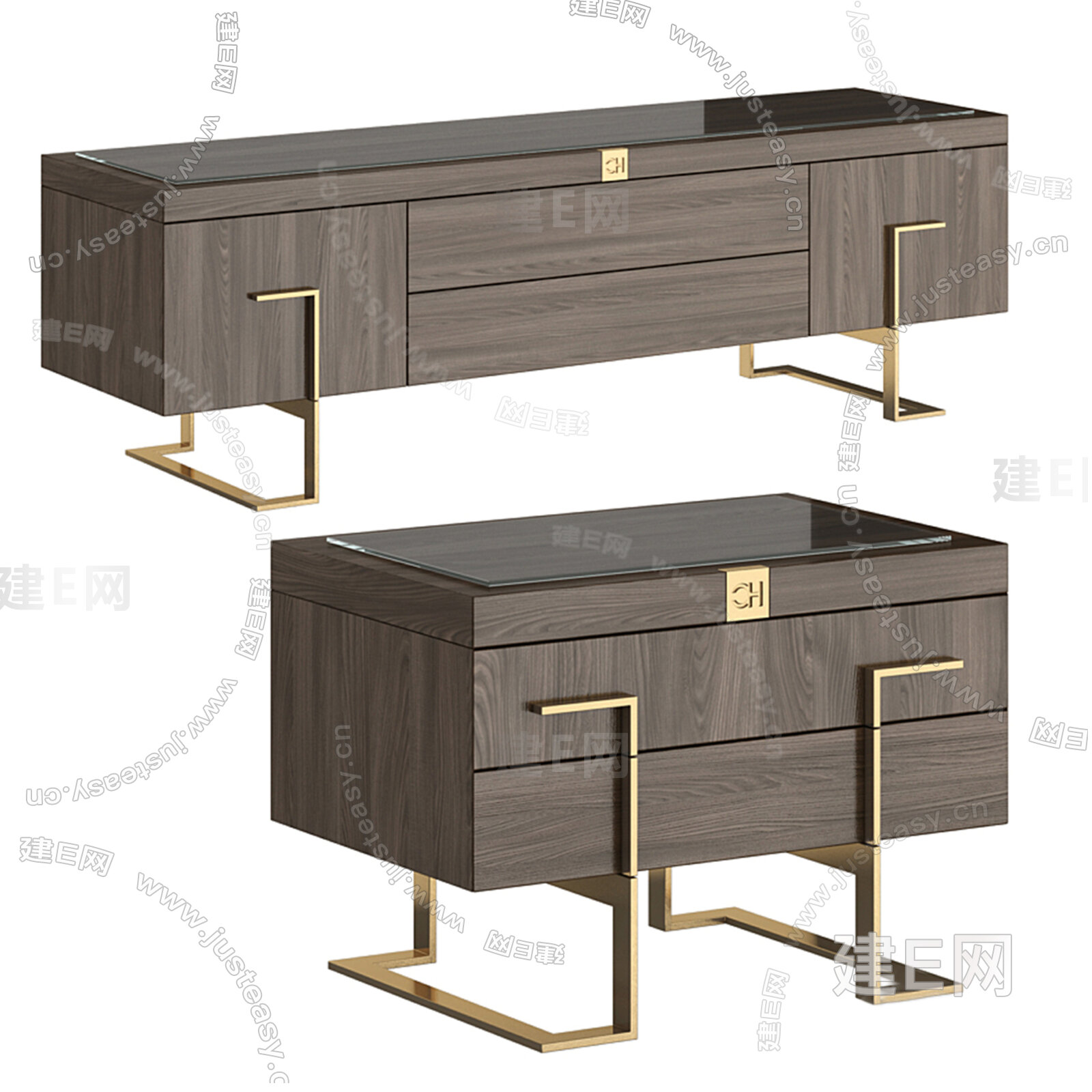 B&B Italia 现代电视柜模型SU模型下载[ID:115428304]_建E室内设计网