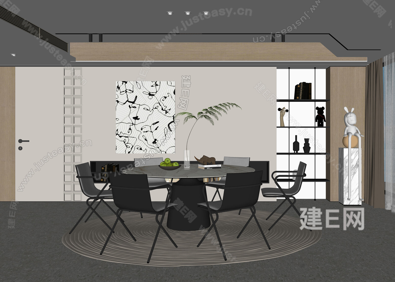 现代餐厅模型SU模型下载[ID:104418200]_建e网su模型