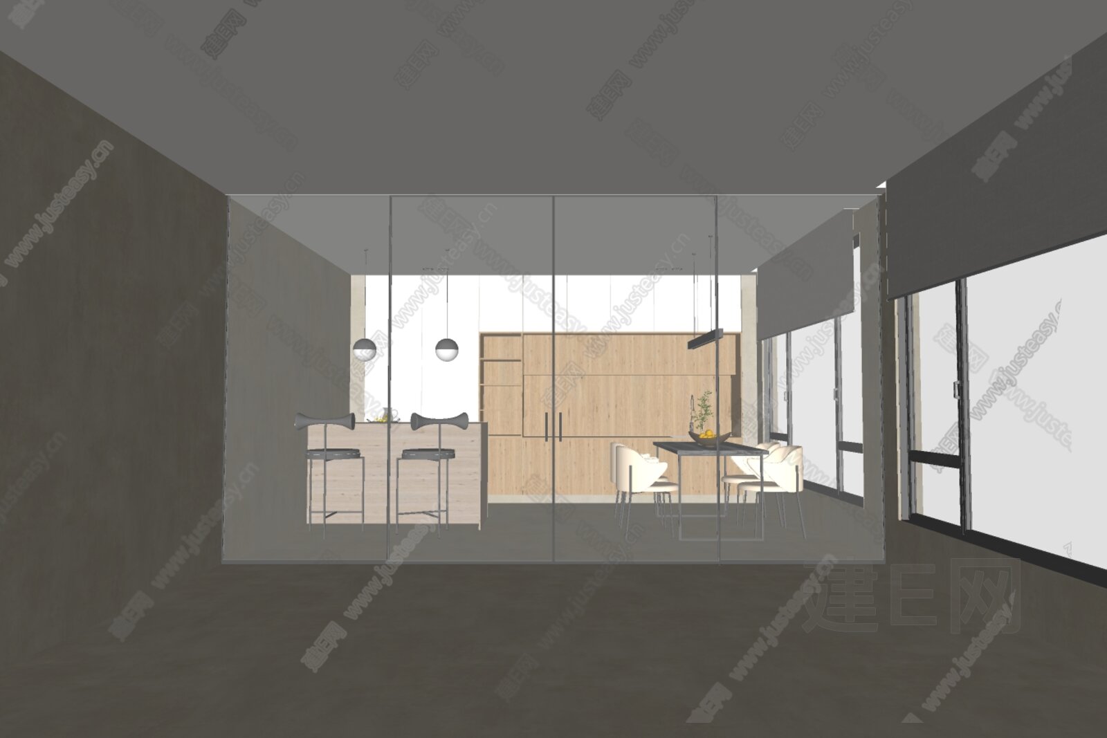 侘寂风餐厅 模型SU模型下载[ID:113724296]_建E室内设计网