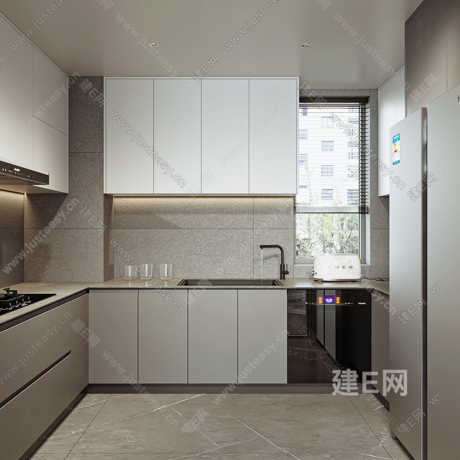 现代厨房模型SU模型下载[ID:113265444]_建E室内设计网
