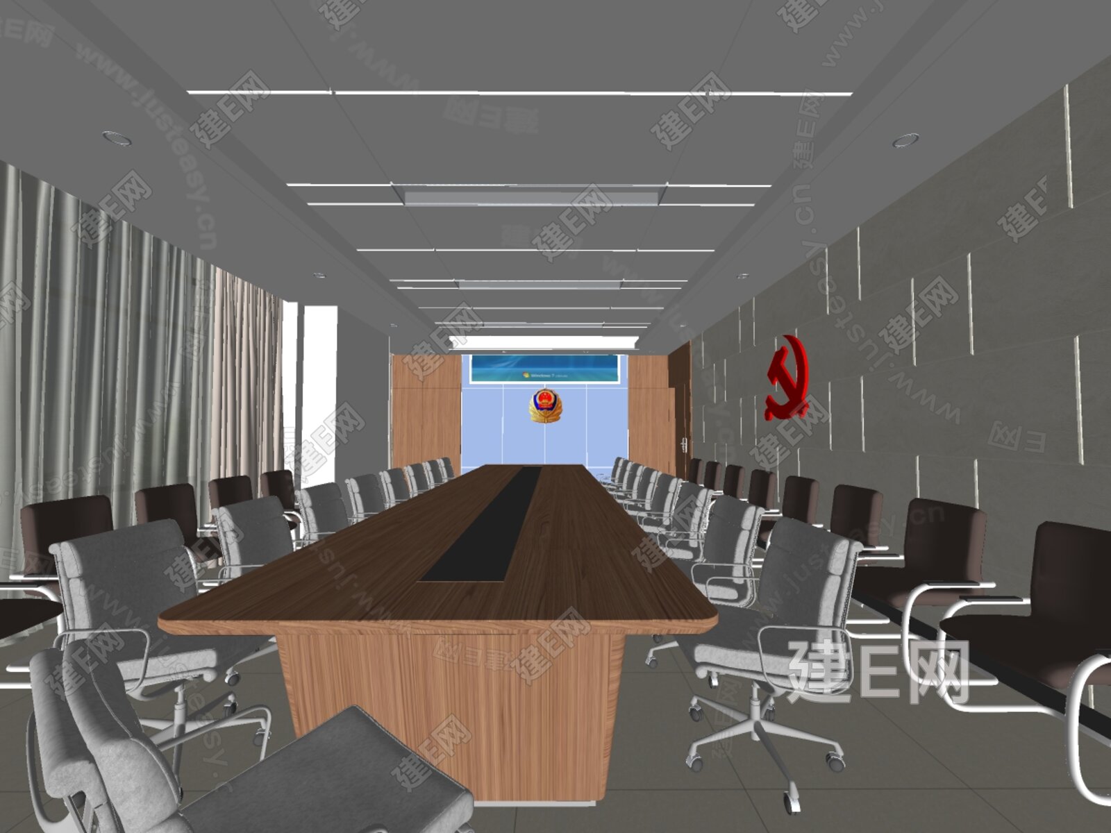 现代会议室模型SU模型下载[ID:114248611]_建e网su模型