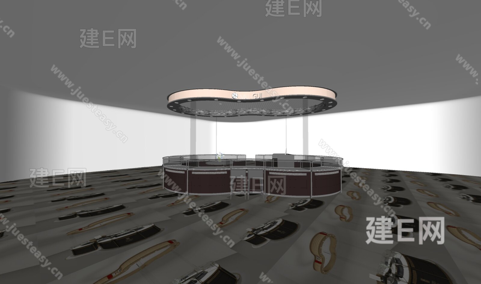 现代珠宝店展柜模型SU模型下载[ID:113986474]_建e网su模型
