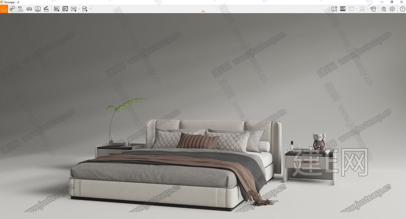 现代双人床 模型SU模型下载[ID:114641868]_建E室内设计网
