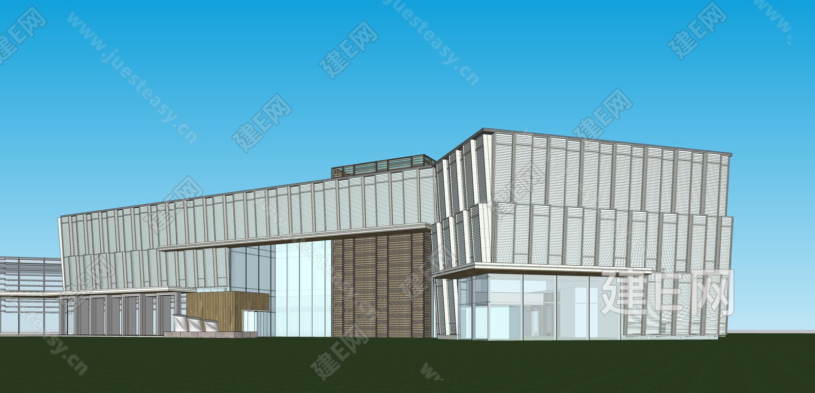现代简约商业街模型SU模型下载[ID:114641891]_建E室内设计网