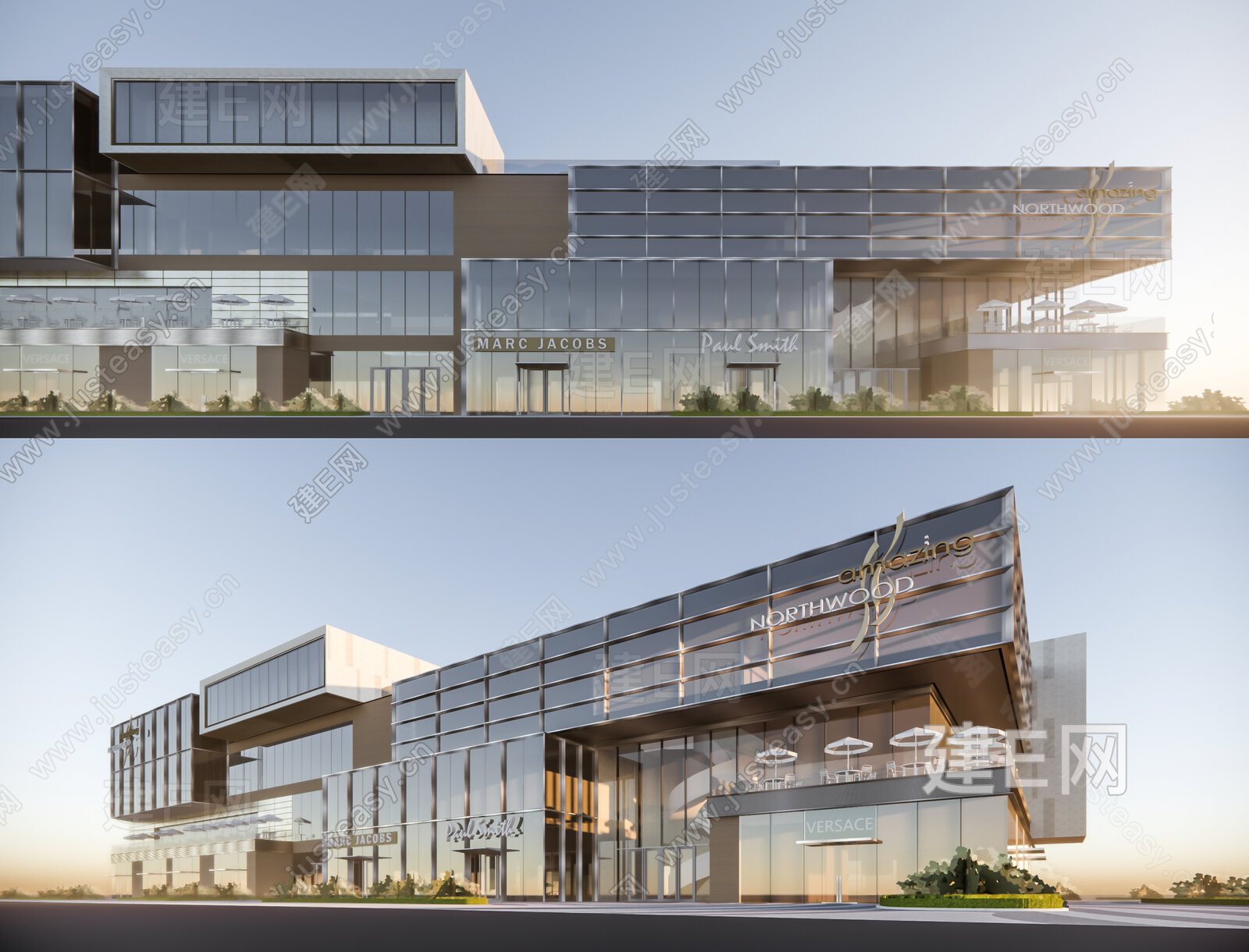 现代简约商业建筑SU模型下载[ID:114641699]_建E网SU模型库