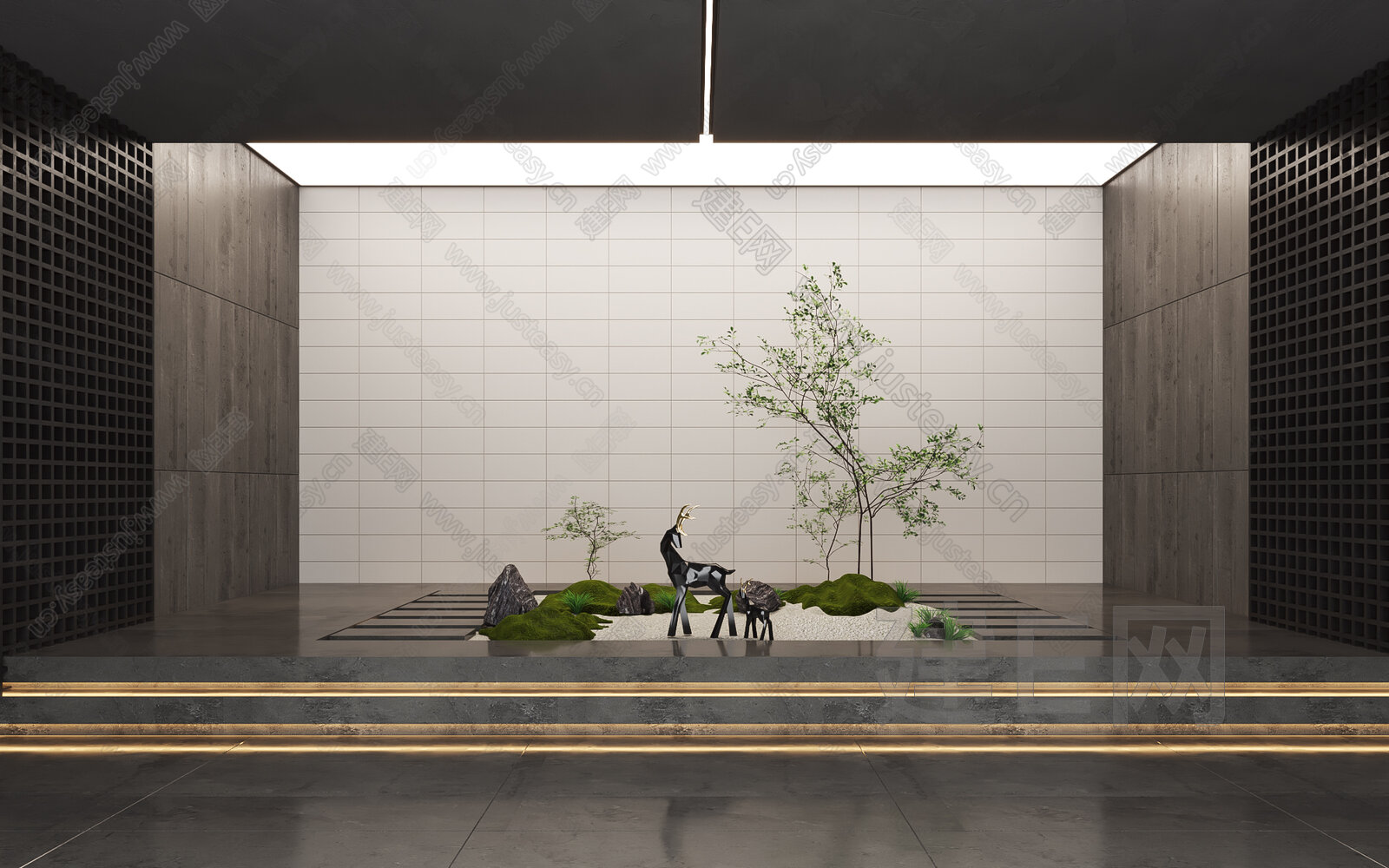 现代室内造景模型SU模型下载[ID:114314120]_建E室内设计网