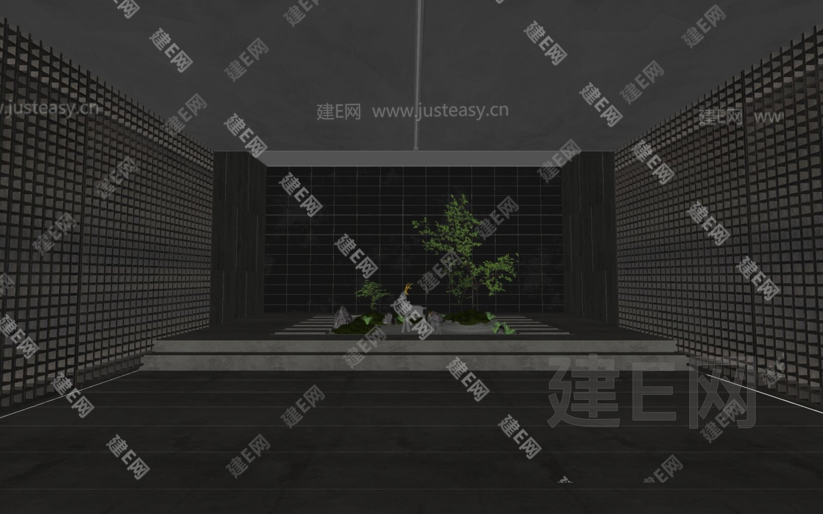 现代室内造景模型SU模型下载[ID:114314120]_建E室内设计网