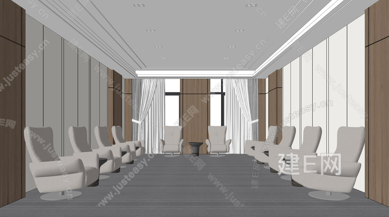 现代接待室模型SU模型下载[ID:114314220]_建E室内设计网