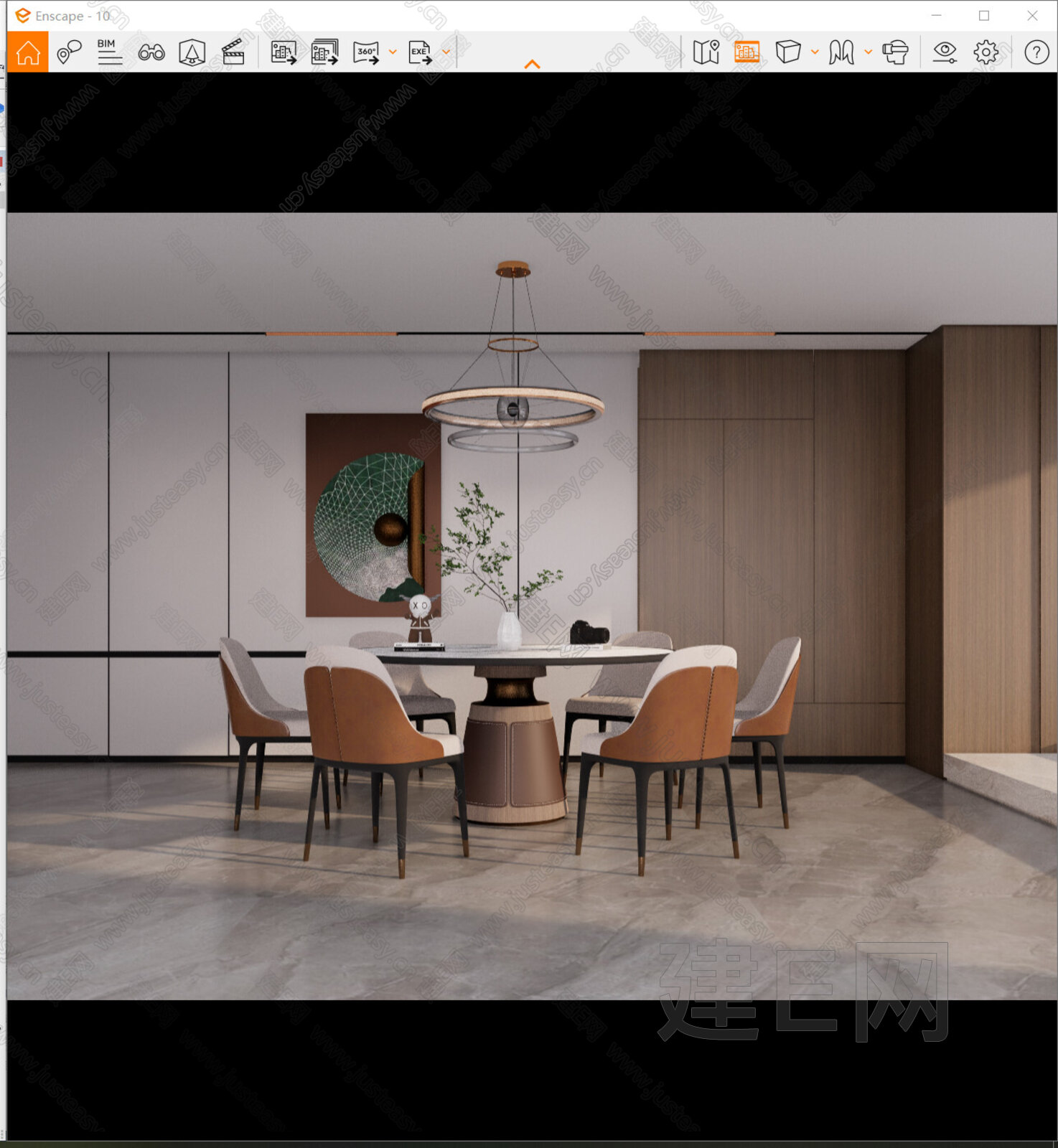 现代餐厅模型SU模型下载[ID:114445181]_建E室内设计网