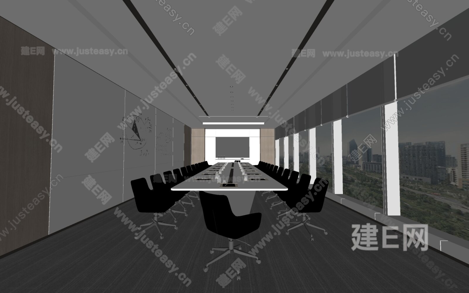 现代会议室模型SU模型下载[ID:115166157]_建e网su模型