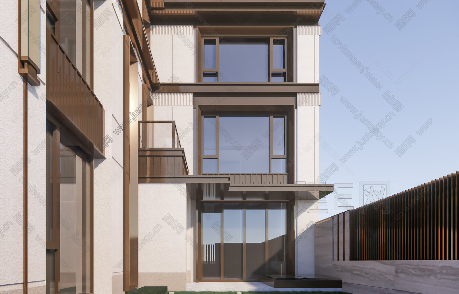 新中式别墅模型SU模型下载[ID:115166143]_建E室内设计网