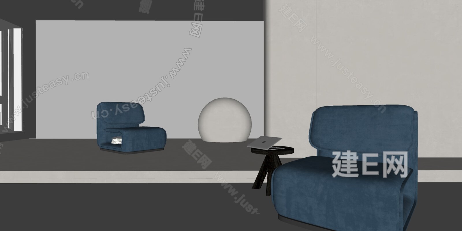 现代休闲椅模型SU模型下载[ID:115166165]_建E室内设计网