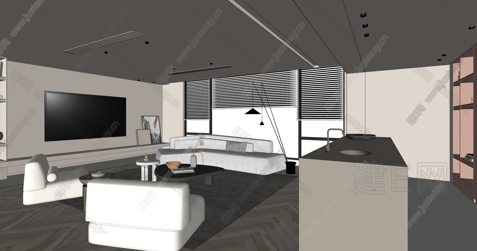 侘寂餐厅模型SU模型下载[ID:115297217]_建E室内设计网