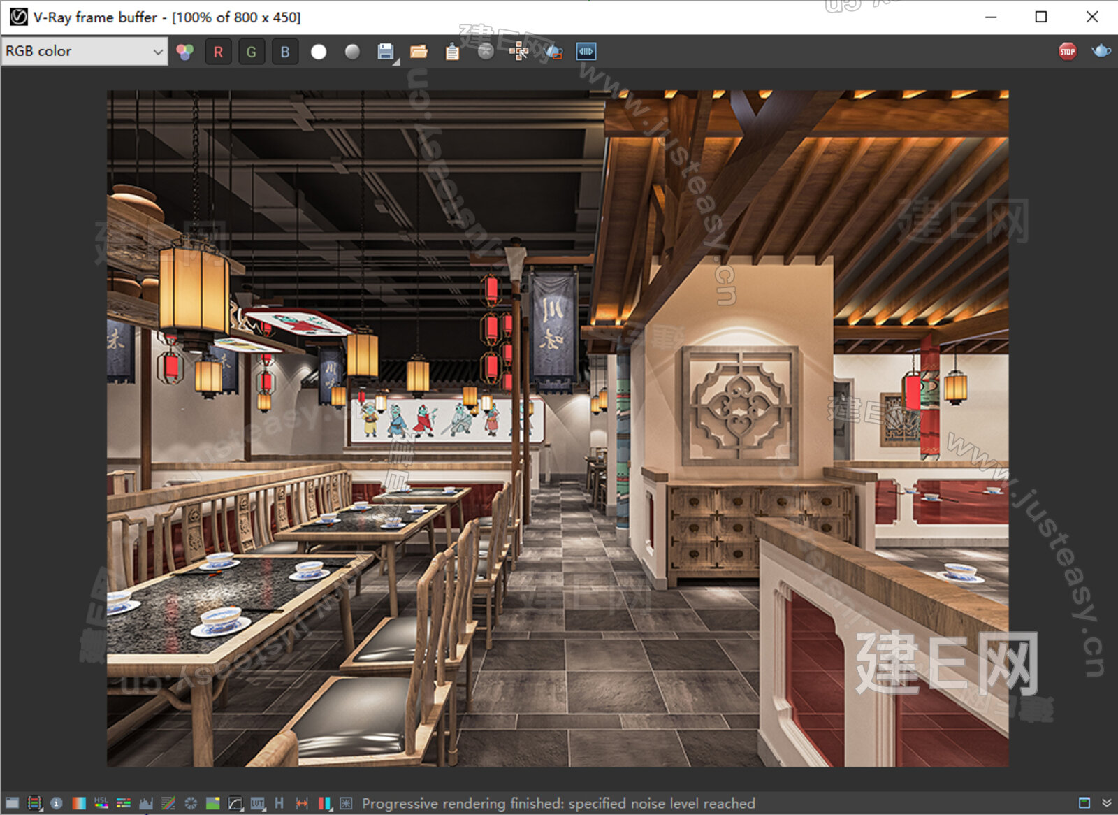 新中式火锅店 模型SU模型下载[ID:115231615]_建E室内设计网