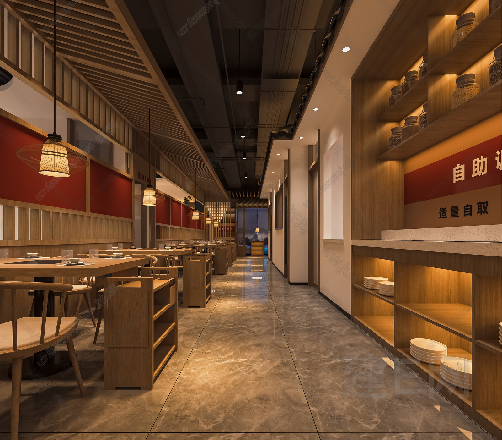 新中式火锅店 模型SU模型下载[ID:115231550]_建E室内设计网