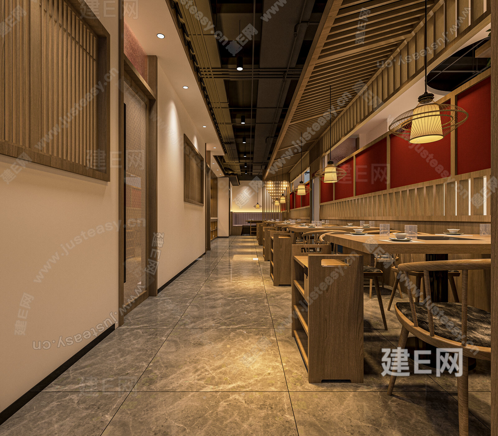 新中式火锅店 模型SU模型下载[ID:115231550]_建E室内设计网