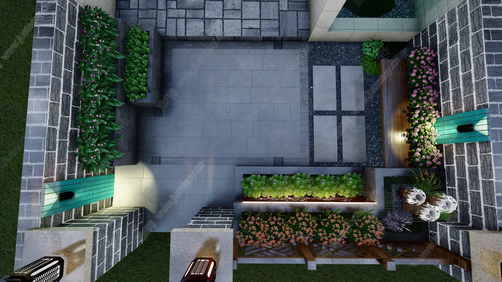 新中式庭院花园模型SU模型下载[ID:115690374]_建E室内设计网