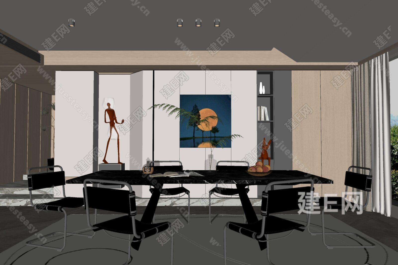 现代餐厅模型SU模型下载[ID:115428271]_建E室内设计网