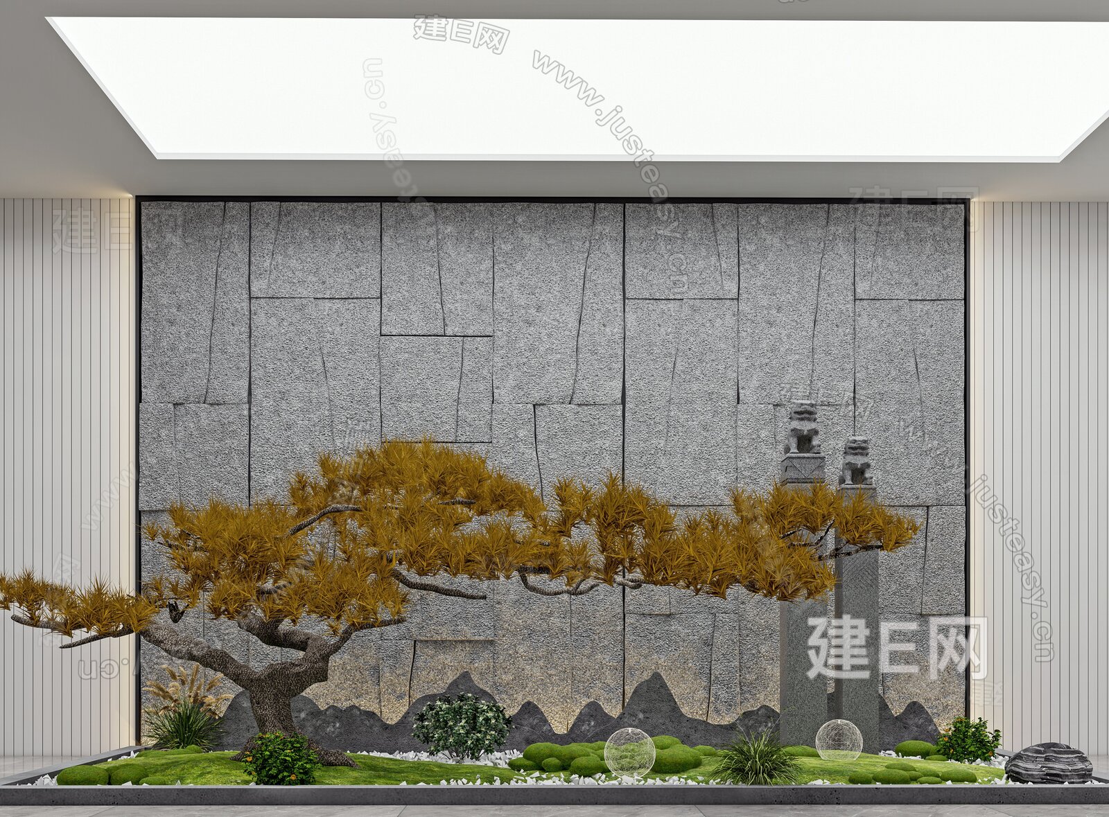 现代室内景观模型SU模型下载[ID:115428226]_建E室内设计网