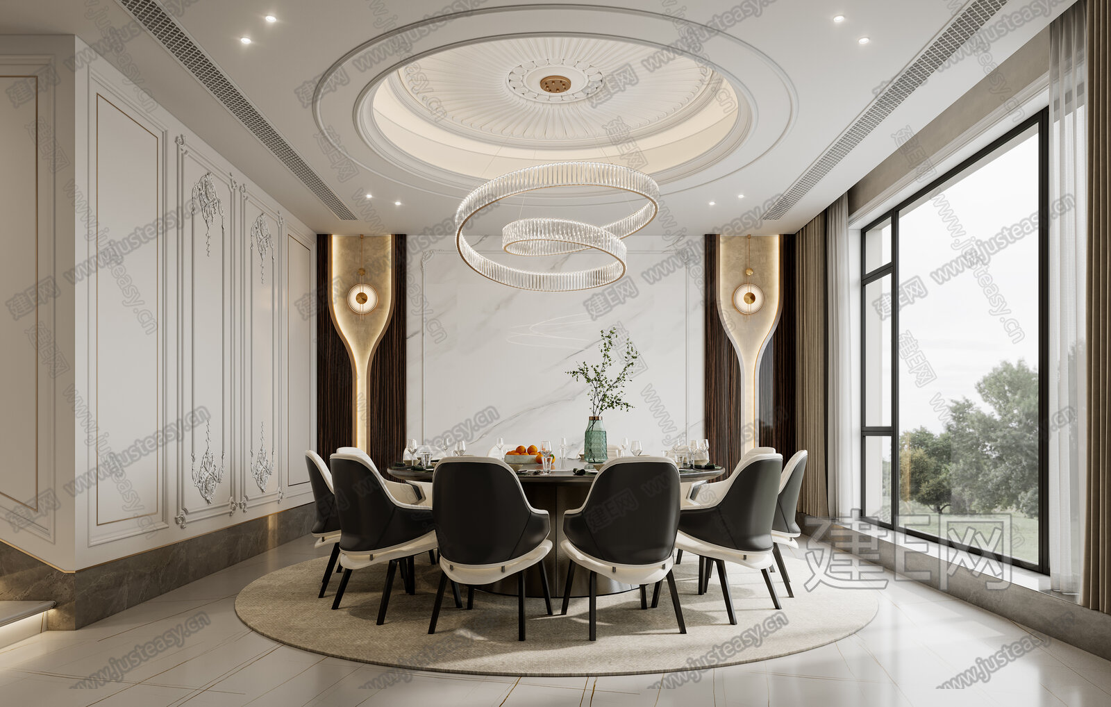 简欧餐厅3d模型下载[ID:111629154]_建e网3d模型