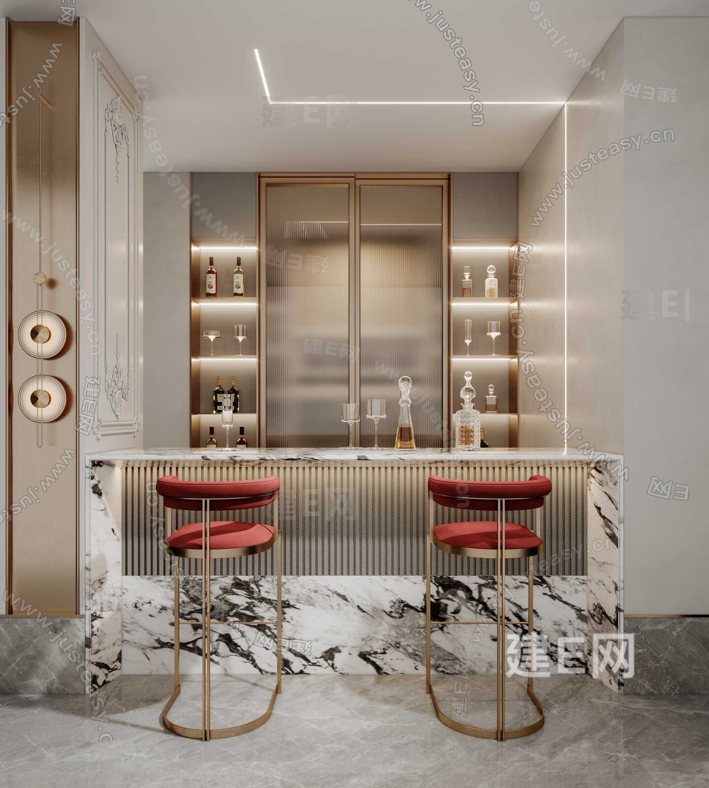 简欧品酒区模型SU模型下载[ID:116739005]_建E室内设计网