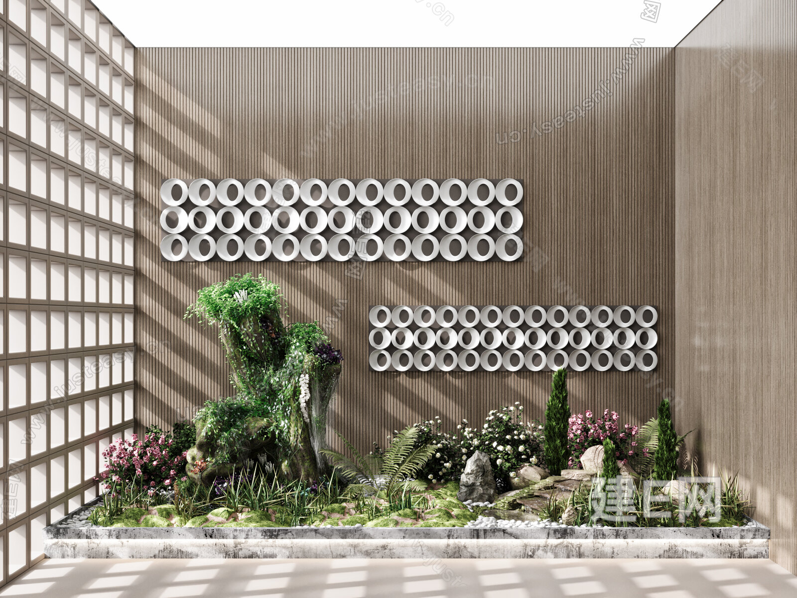 现代室内景观模型SU模型下载[ID:116017990]_建E室内设计网