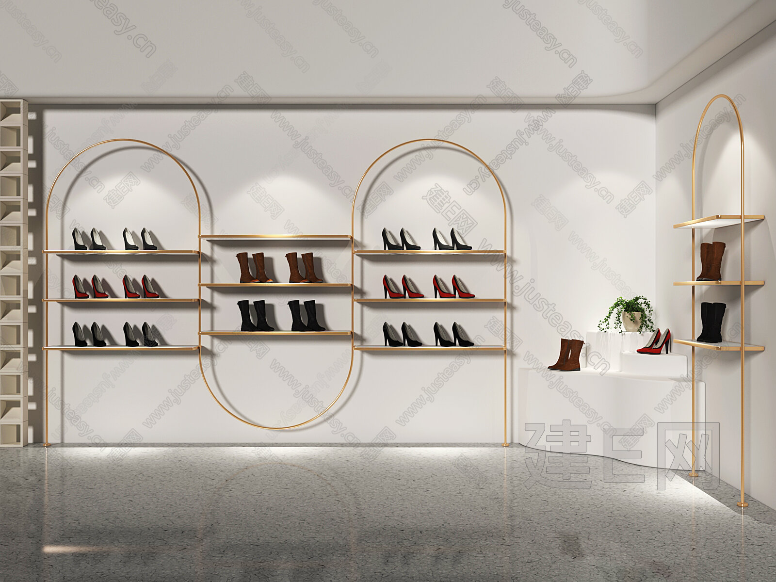 现代风格鞋店展示架装修效果图 – 设计本装修效果图