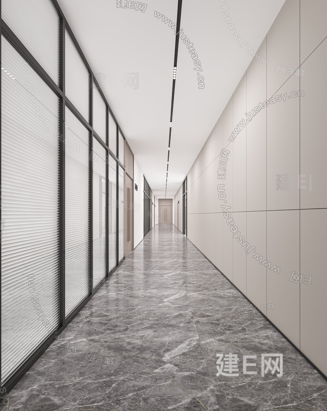 现代办公过道3d模型下载[ID:111760276]_建e网3d模型