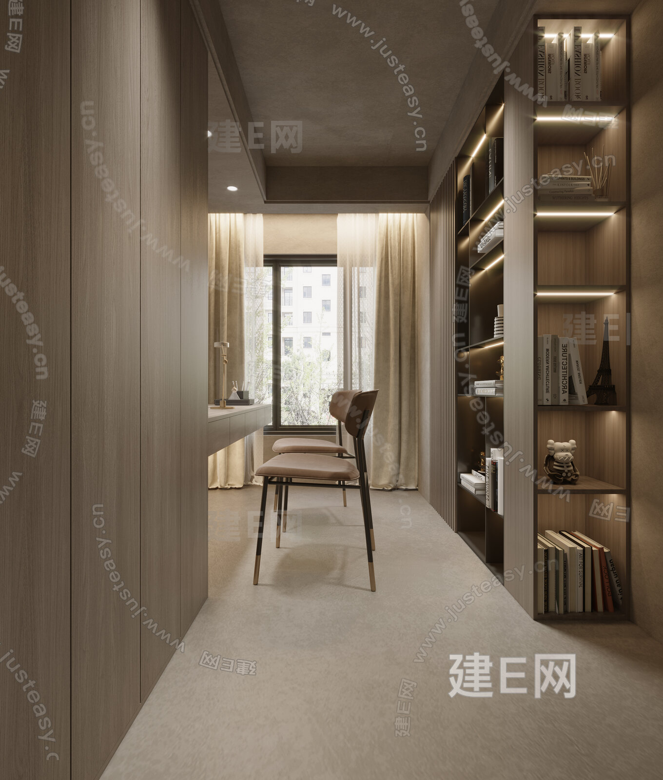 【侘寂风书房3d模型】建e网_侘寂风书房3d模型下载[ID:112481075]_打造3d侘寂风书房模型免费下载平台